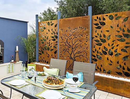 Corten Privacy Screen GN SP 1346 Rusted Metal Oak Tree Gnee Garden