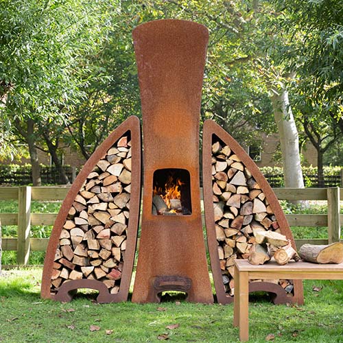 Corten Fireplace GN-FP-411 Modern Outdoor Chimenea - Gnee Garden